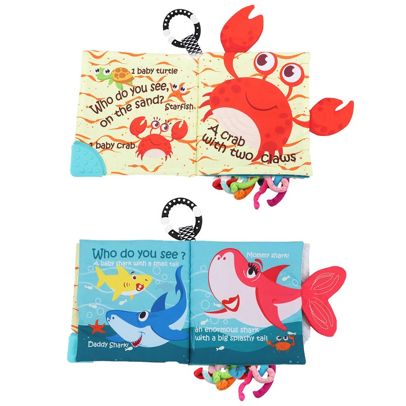 Bebe Mondo Fish Baby Books Toys, Touch Feel Cloth Crinkle Books for Babies,Baby Infant Toys 0-6, 6-12, 12-18 Months,Early Learning Education Toys,Shower Baby Gifts for Boys Girls,Teething,Mirror,Shark Ocean Book - Image 5